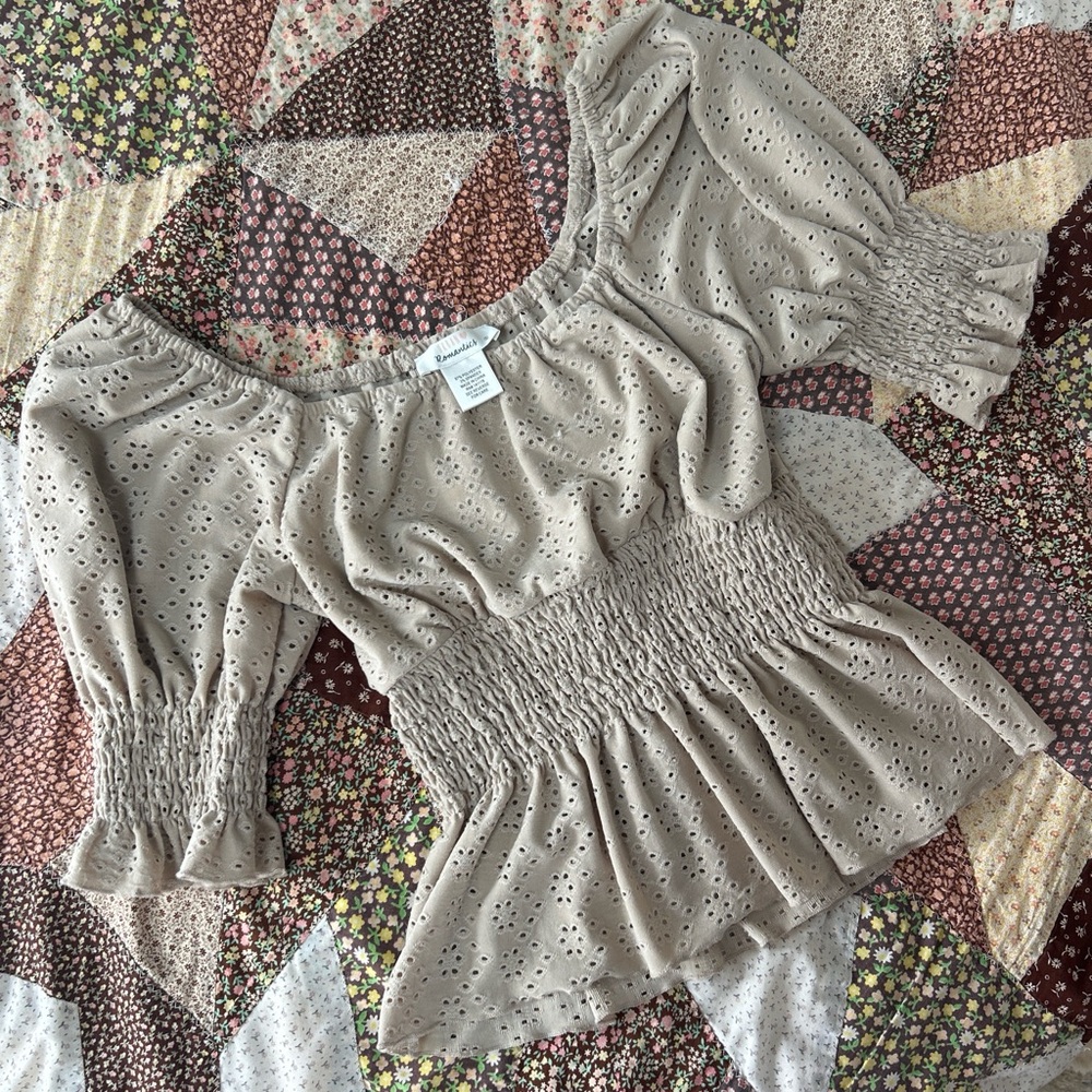 Beige Urban Romantics Cinched Waistline Spring Top